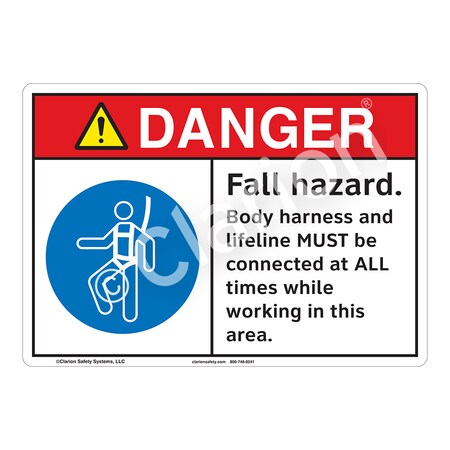 ANSI/ISO Compliant Danger/Fall Hazard Safety Signs Outdoor Flexible Polyester (Z1) 14 X 10